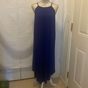 Long blue cotton dress